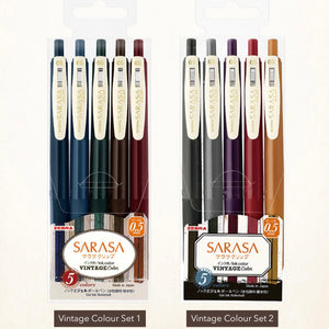 Zebra Sarasa Push Clip Gel Pen Vintage Colour Set 0.5mm bullet journal