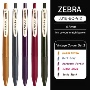 Zebra Sarasa Push Clip Gel Pen Vintage Colour Set 0.5mm bullet journal